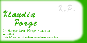klaudia porge business card
